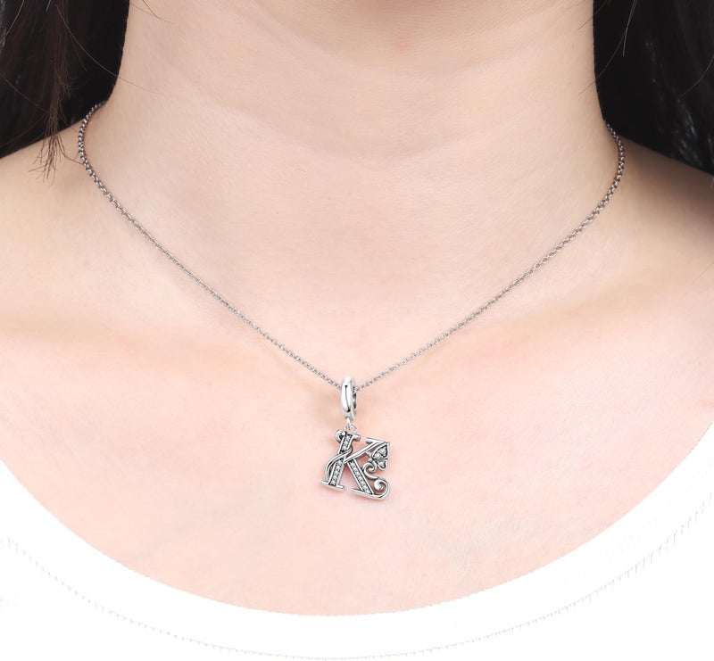 PANPOKI Store 2 Pack 925 Sterling Silver Butterfly Letter Charms for Bracelets and Necklace Alphabet Initial Dangle Pendants Round Spacer Beads Pave Cubic Zirconia Jewelry Gift for Women - Image 3